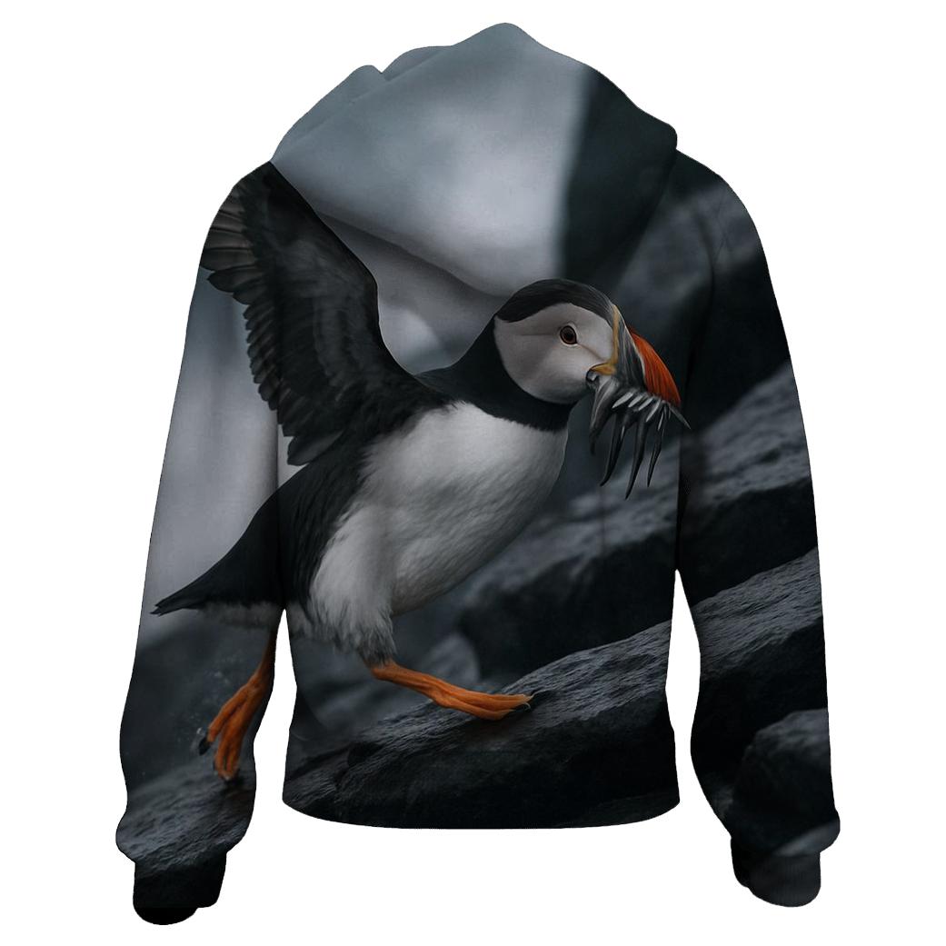 Basalt Spray Run Atlantic Puffin designer hoodies