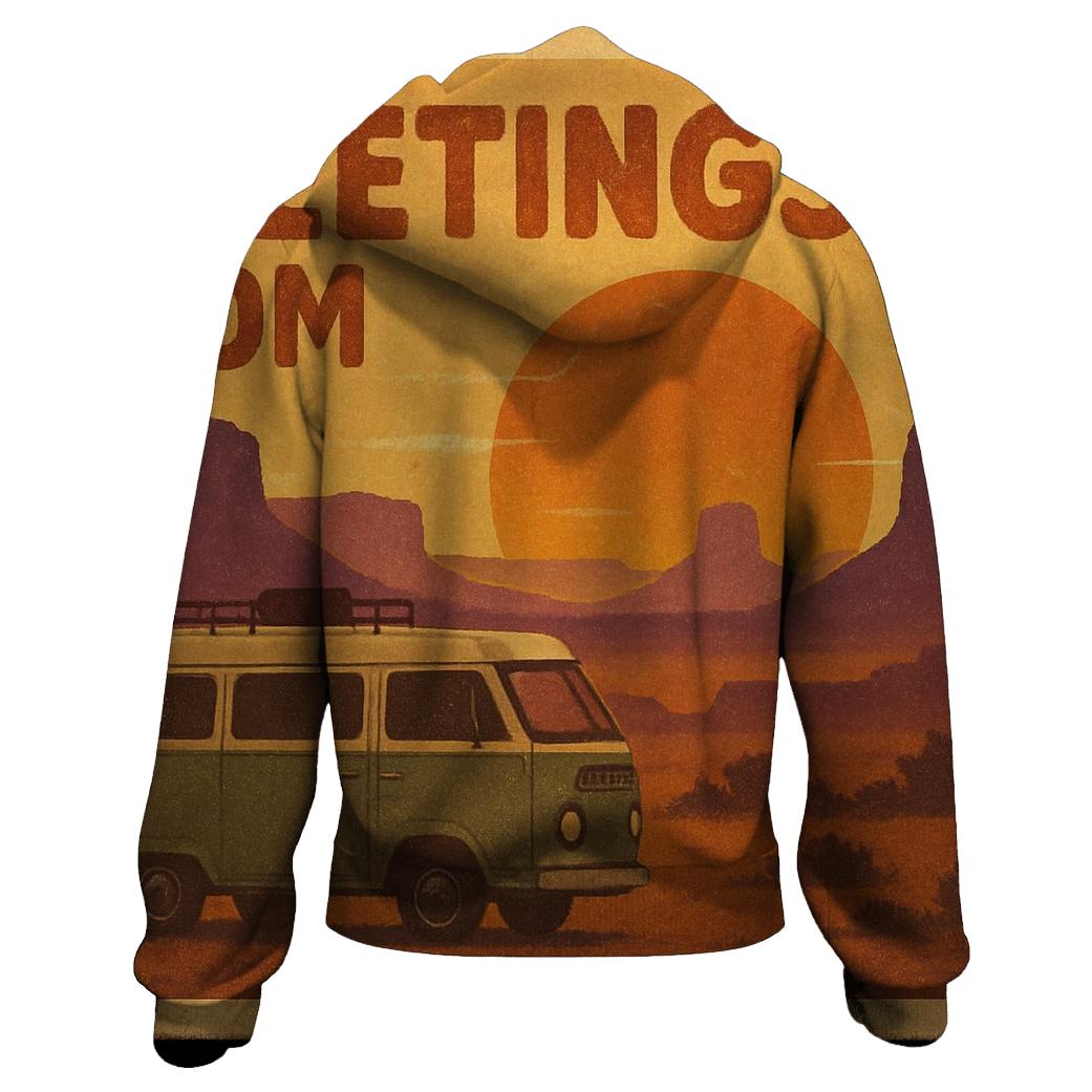 Weathered Seventies Desert Roadtrip Postcard designer hoodies