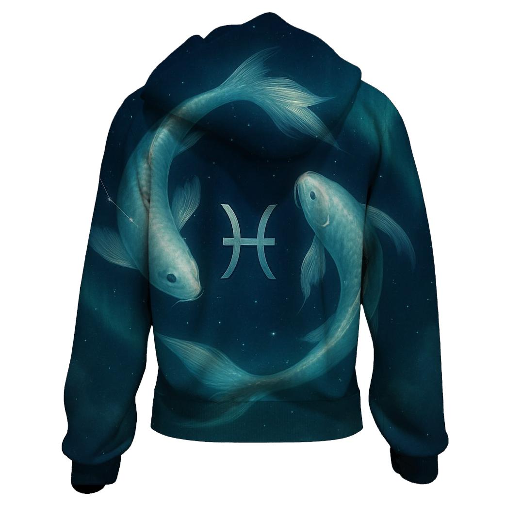 Pisces Twin Fish Aurora Drift premium hoodies