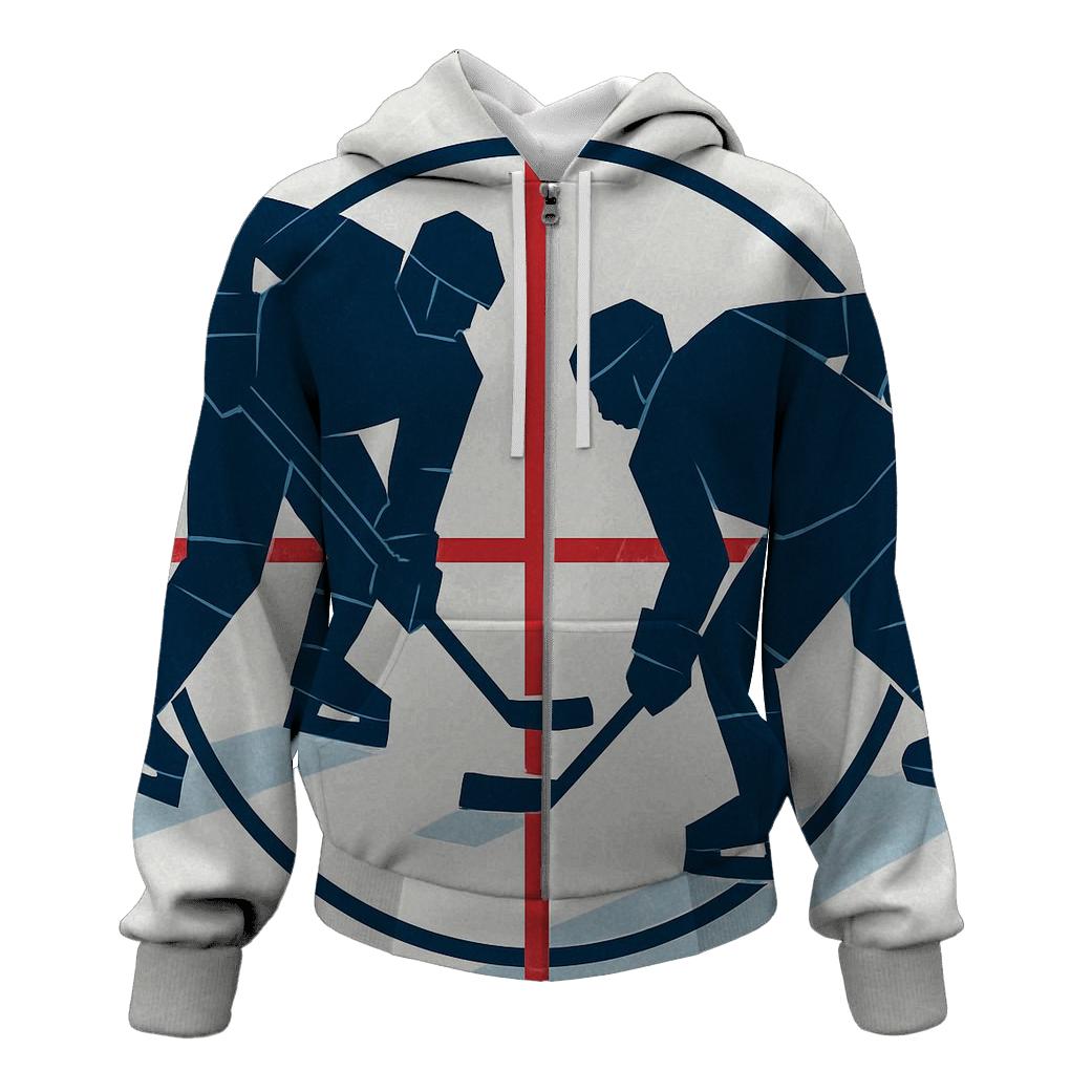 Ice Rink Geometry Faceoff zip-up hoodies