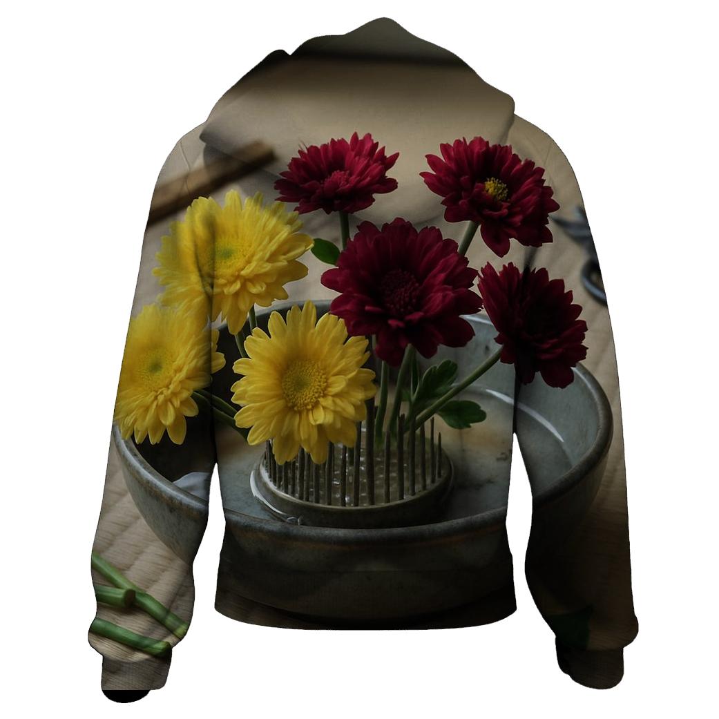 Edo Style Ikebana Workshop Still Life Of Seasonal Chrysanthemums designer hoodies