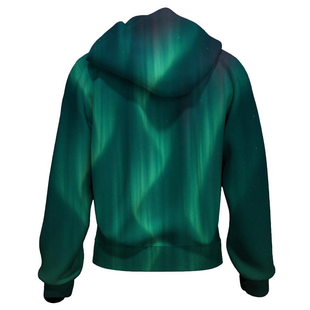 Aurora Curtain Over Polar Night zip-up hoodies