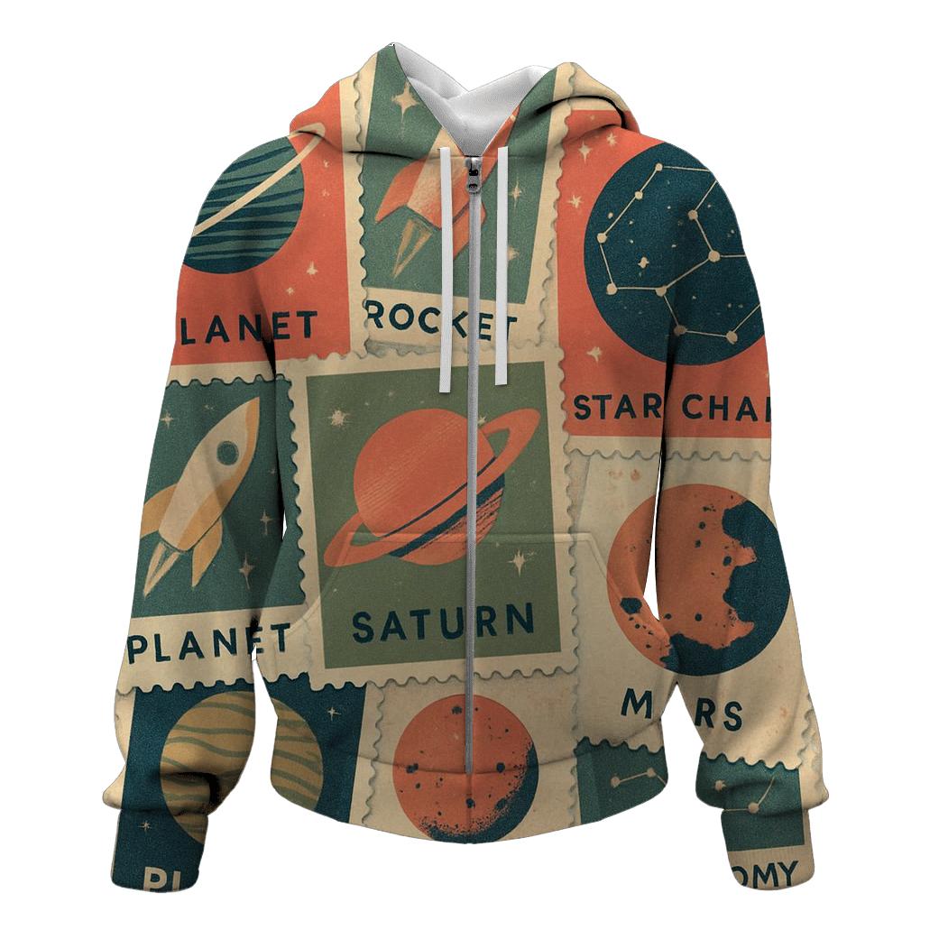 Vintage Space Postage Collage hoodies fashion