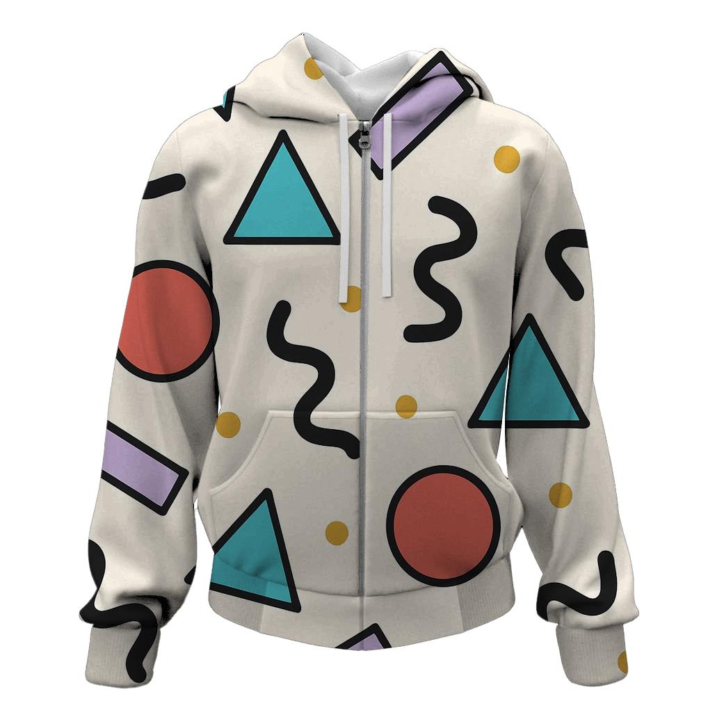 Memphis Confetti Geometry Mix zip-up hoodies