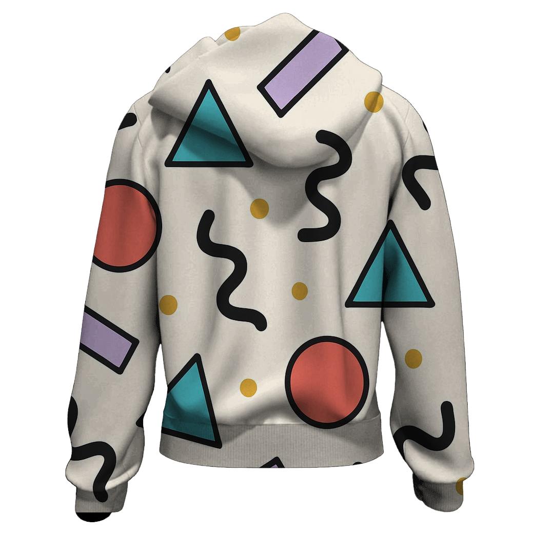 Memphis Confetti Geometry Mix zip-up hoodies
