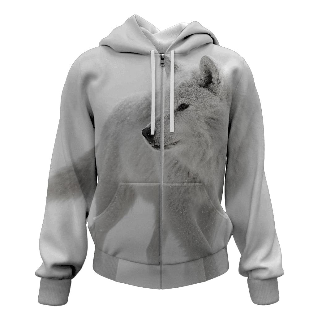 Arctic Wolf In A Whiteout Navigation Pause graphic hoodies