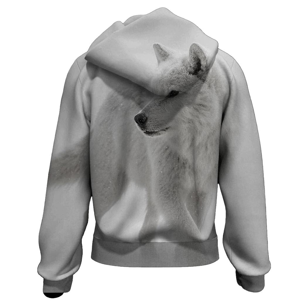 Arctic Wolf In A Whiteout Navigation Pause graphic hoodies