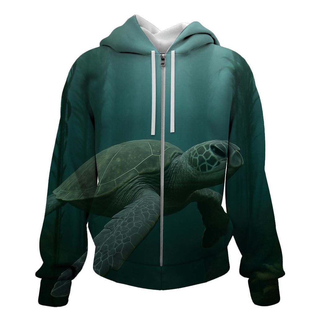 Kelp Corridor Glide Green Sea Turtle designer hoodies