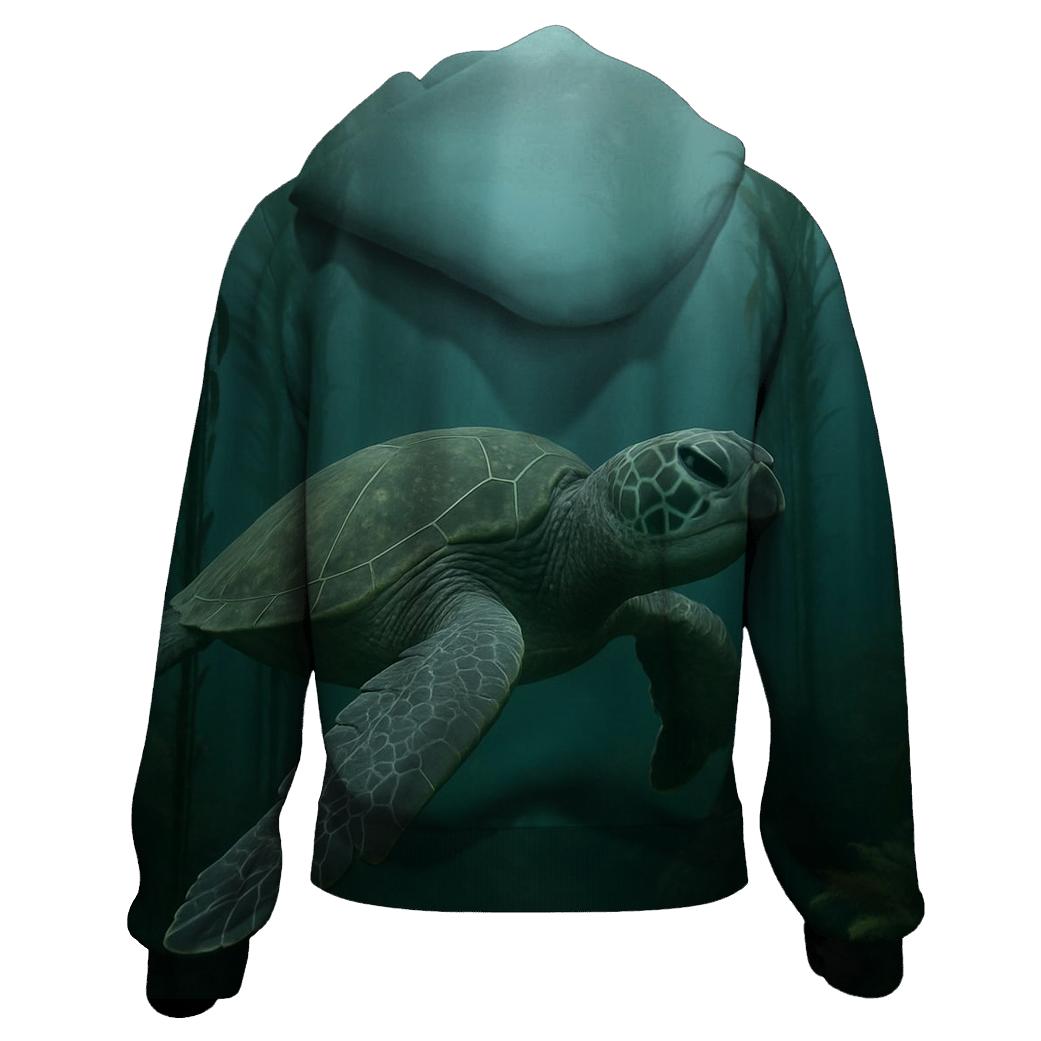 Kelp Corridor Glide Green Sea Turtle designer hoodies