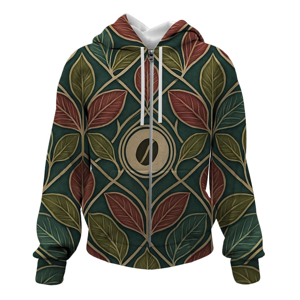 Coffee Leaf Lattice zip-up hoodies
