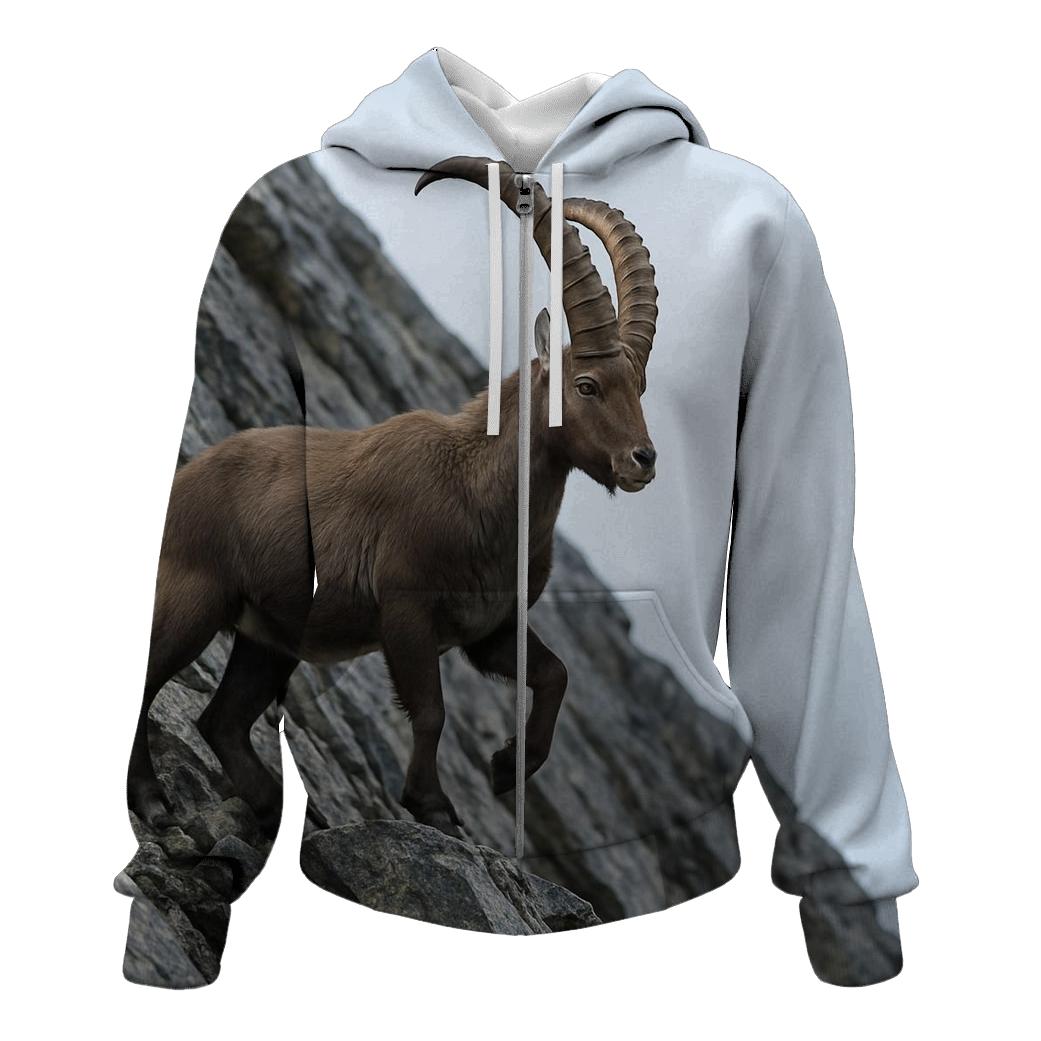 High Scree Passage Alpine Ibex hoodie styles