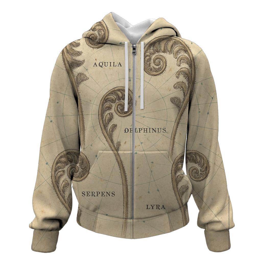 Sepia Botanical Star Chart Lithograph embroidered hoodies