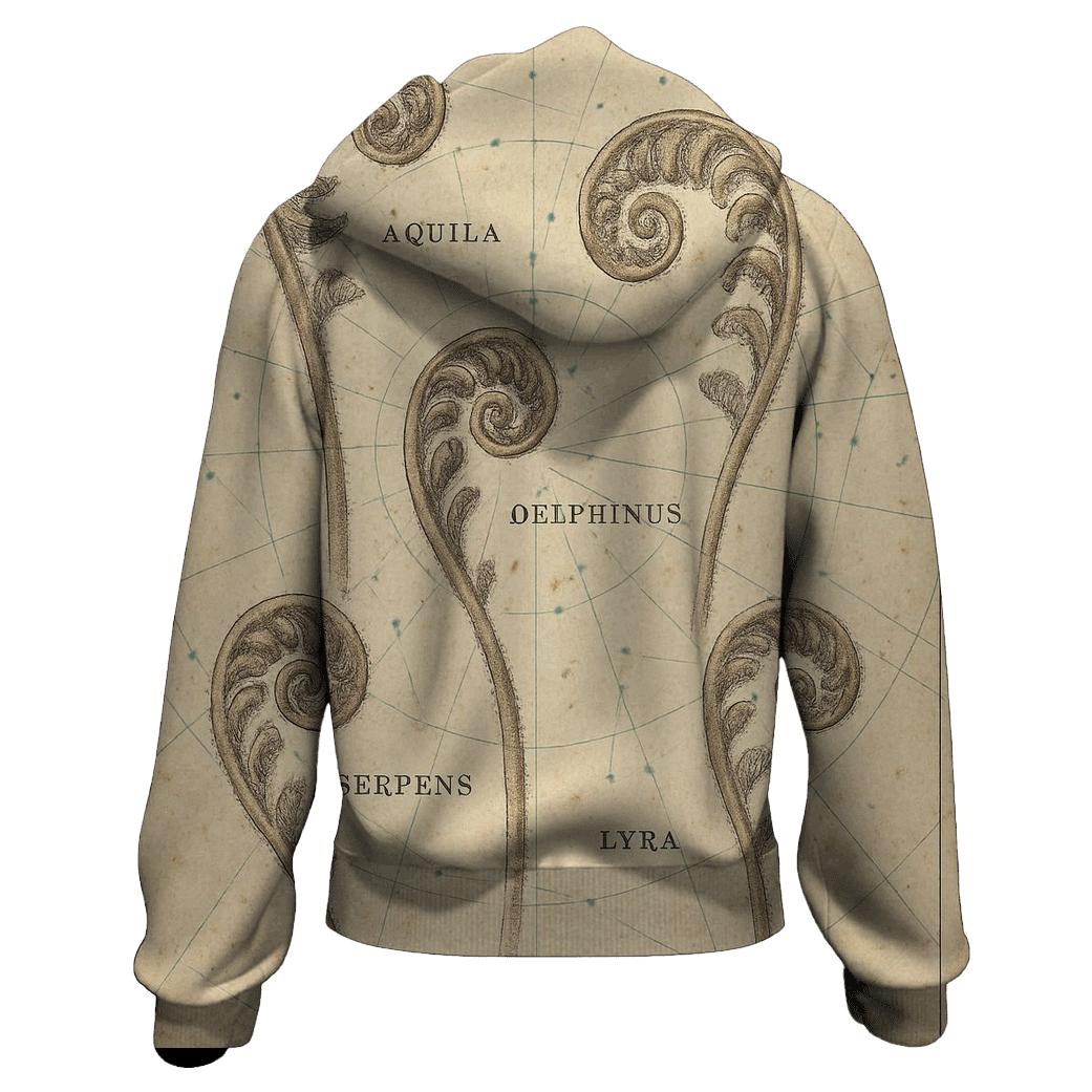 Sepia Botanical Star Chart Lithograph embroidered hoodies
