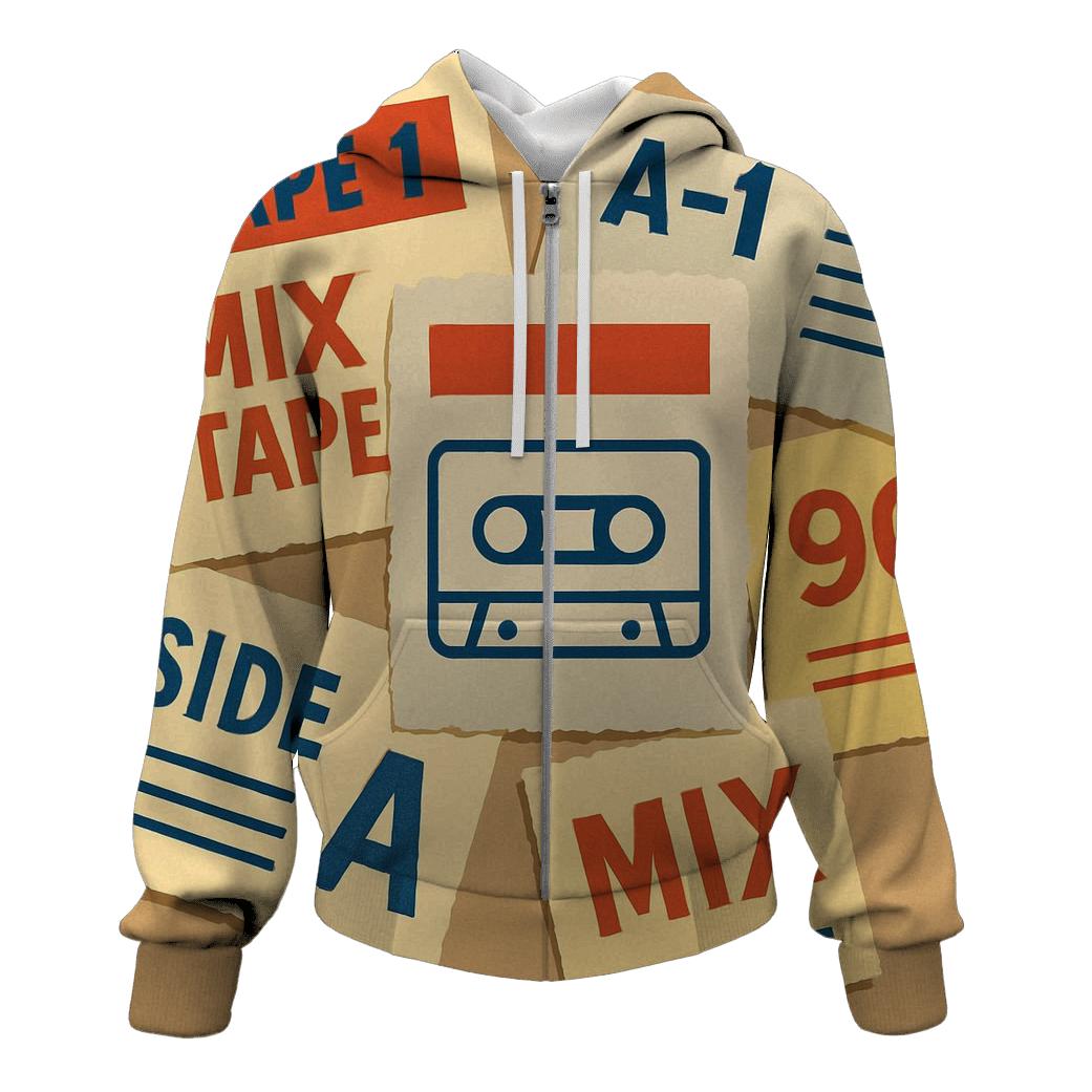 Cassette Label Sticker Collage hoodies fashion