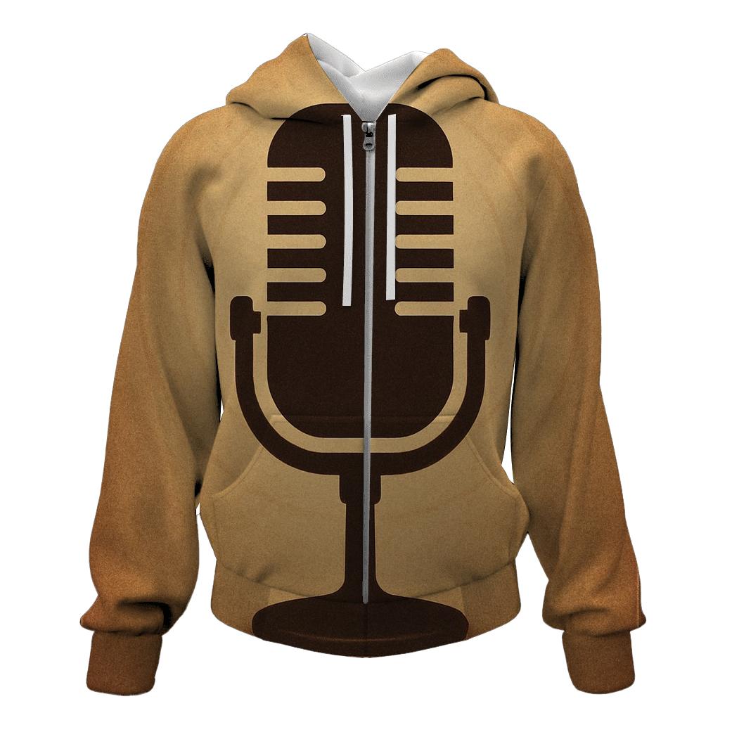 Vintage Sepia Microphone Portrait designer hoodies