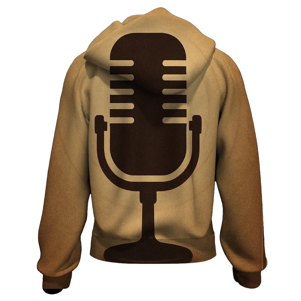 Vintage Sepia Microphone Portrait designer hoodies