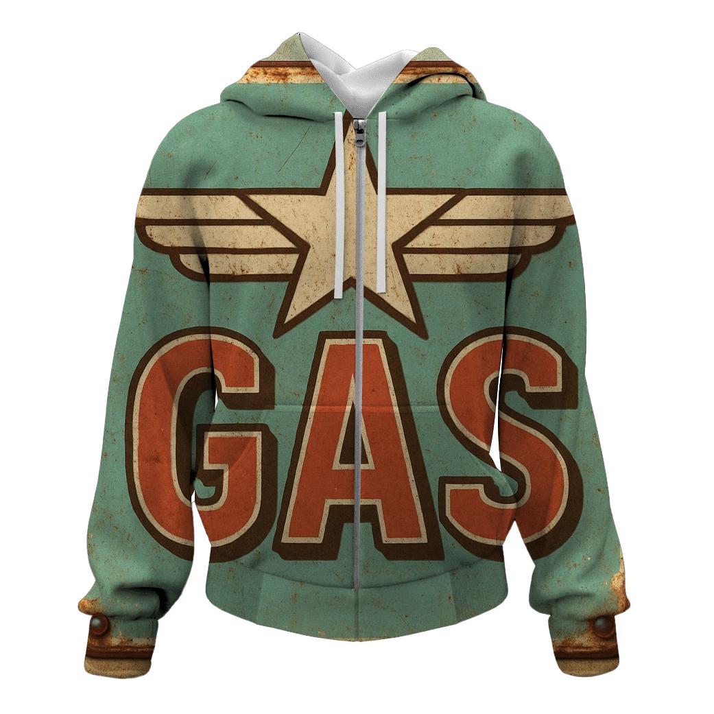 Classic Sixties Gas Station Sign With Cosmic Motif lightweight hoodies