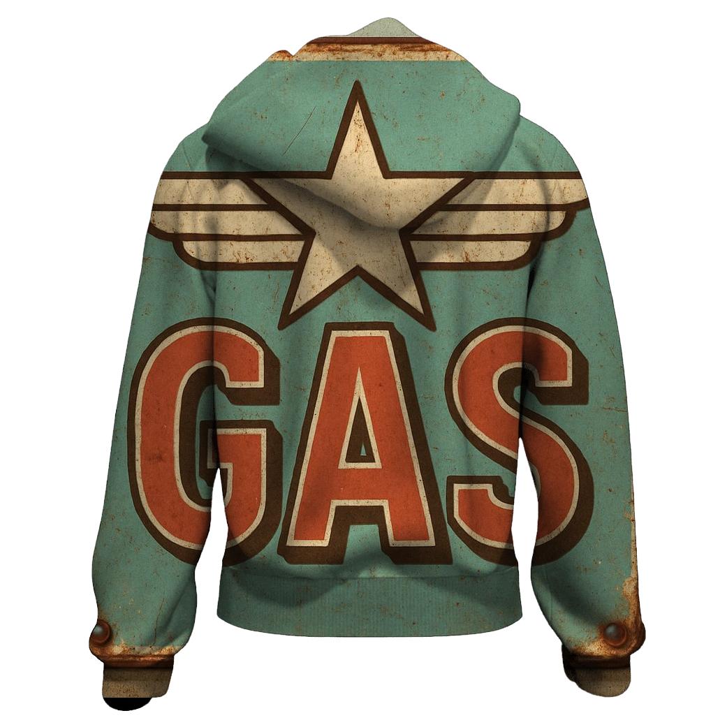 Classic Sixties Gas Station Sign With Cosmic Motif lightweight hoodies