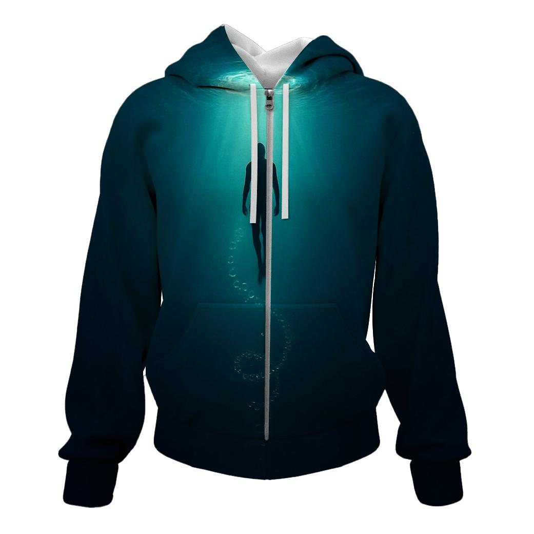 Underwater Freedive Descent Halo heavyweight hoodies