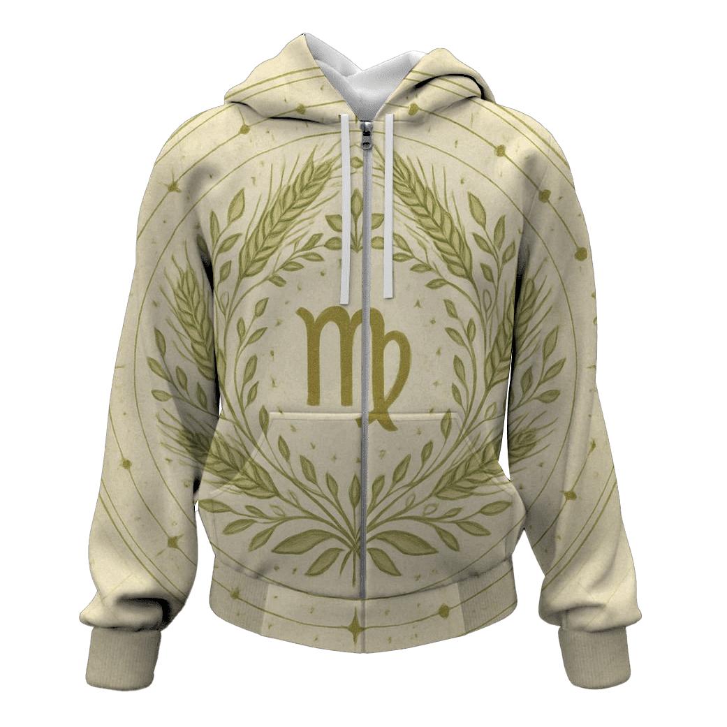 Virgo Wheat Sheaf Earth Mandala zip-up hoodies
