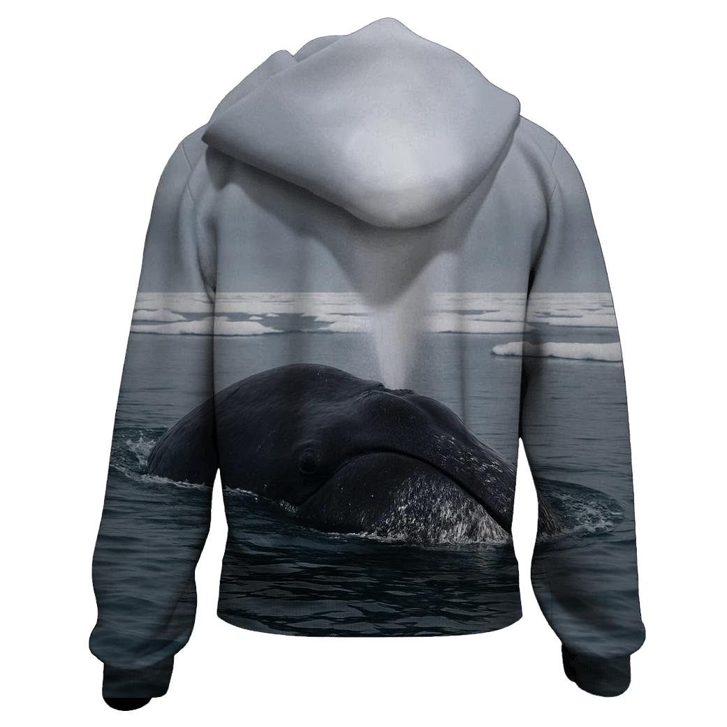 Ice Pan Wake Bowhead Whale zip-up hoodies