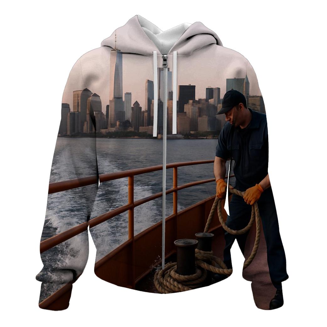Ferry Wake Lines At First Light Near Battery Park pullover hoodies