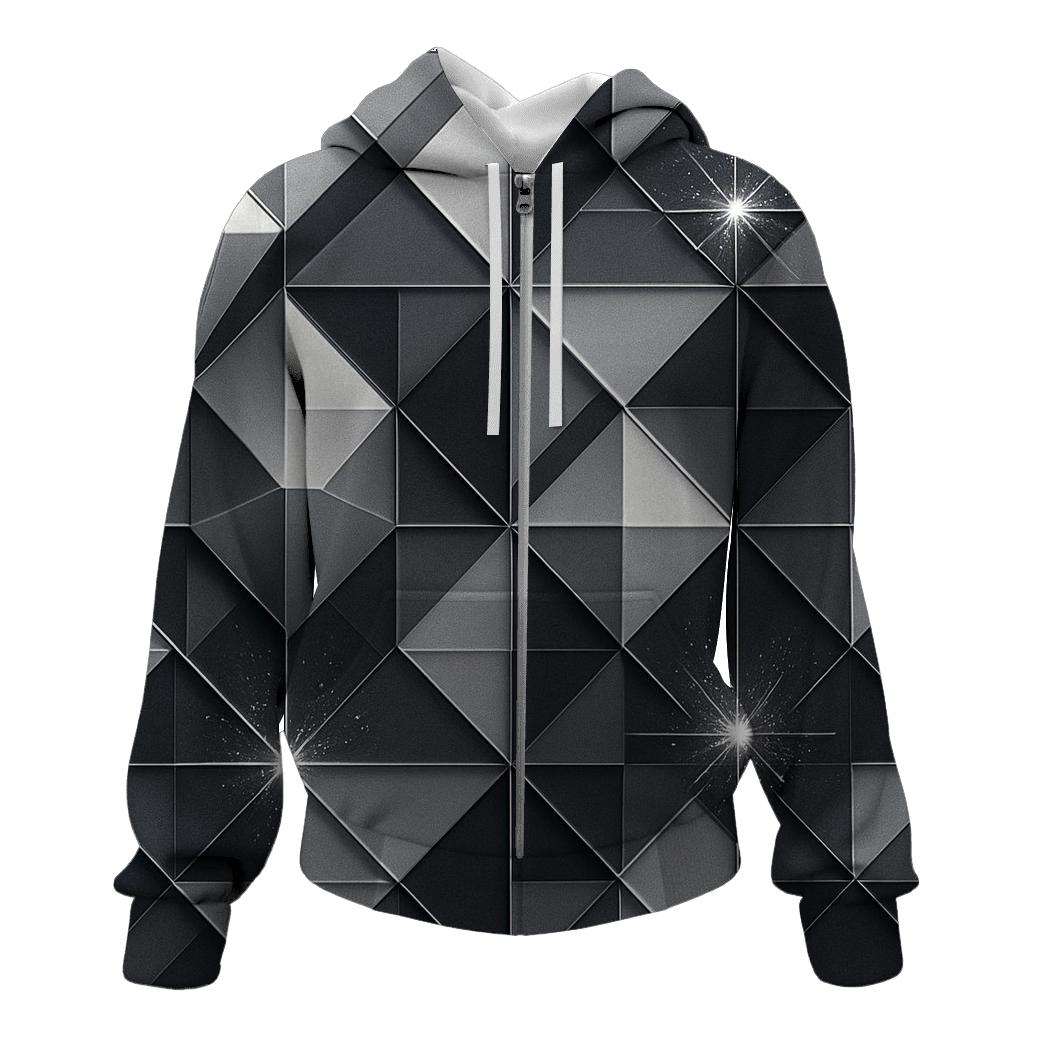 Silver Charcoal Facet Grid graphic hoodies