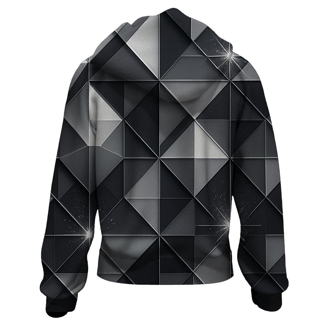 Silver Charcoal Facet Grid graphic hoodies