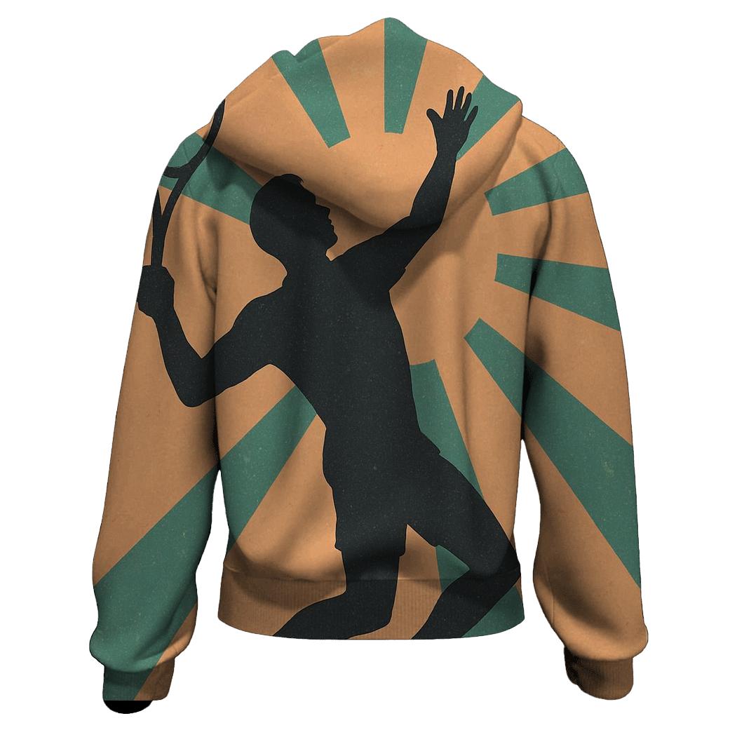Retro Tennis Sunburst Serve embroidered hoodies