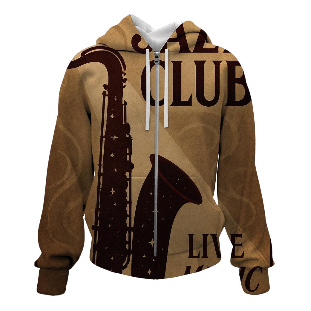 Vintage Jazz Club Night Poster With Starry Spotlight heavyweight hoodies