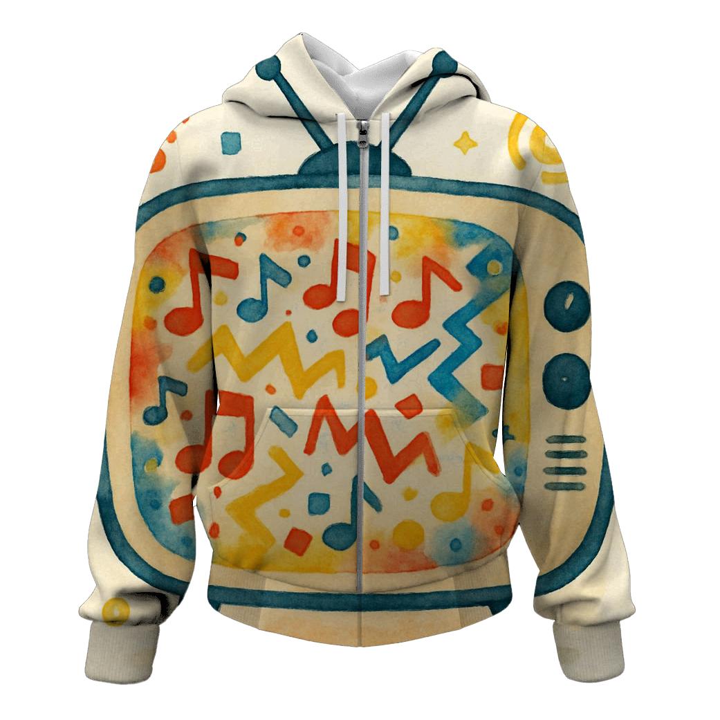 Retro TV Music Static Collage designer hoodies