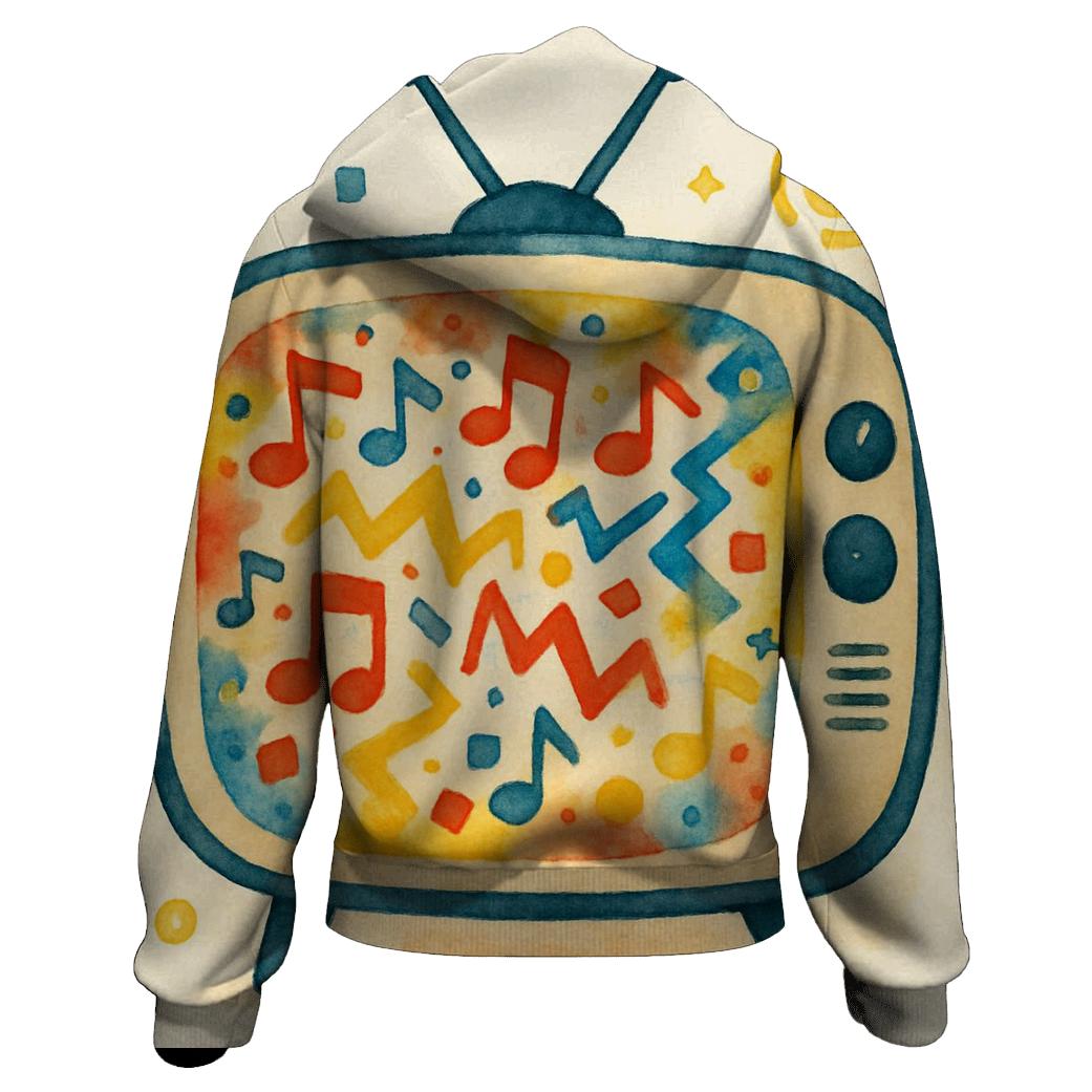 Retro TV Music Static Collage designer hoodies