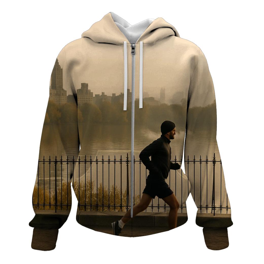 Autumn Fog Lifts Over Central Park Reservoir Skyline Edge hoodie styles