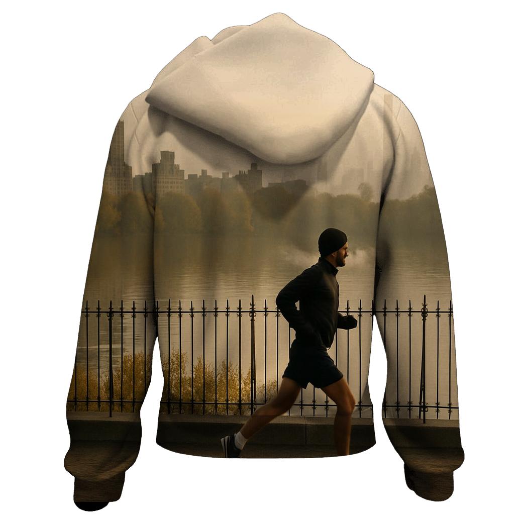Autumn Fog Lifts Over Central Park Reservoir Skyline Edge hoodie styles
