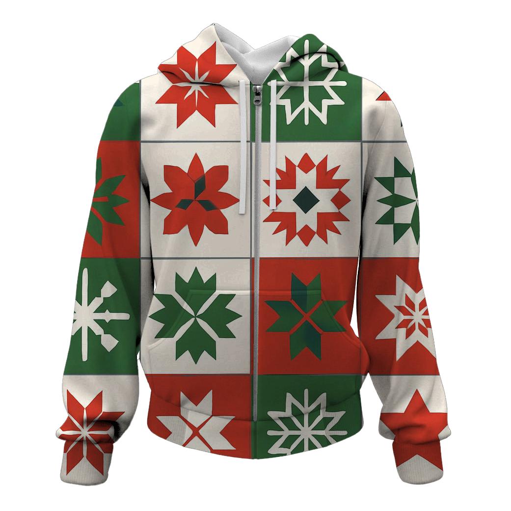 Snowy Star Quilt Blocks hoodie designs