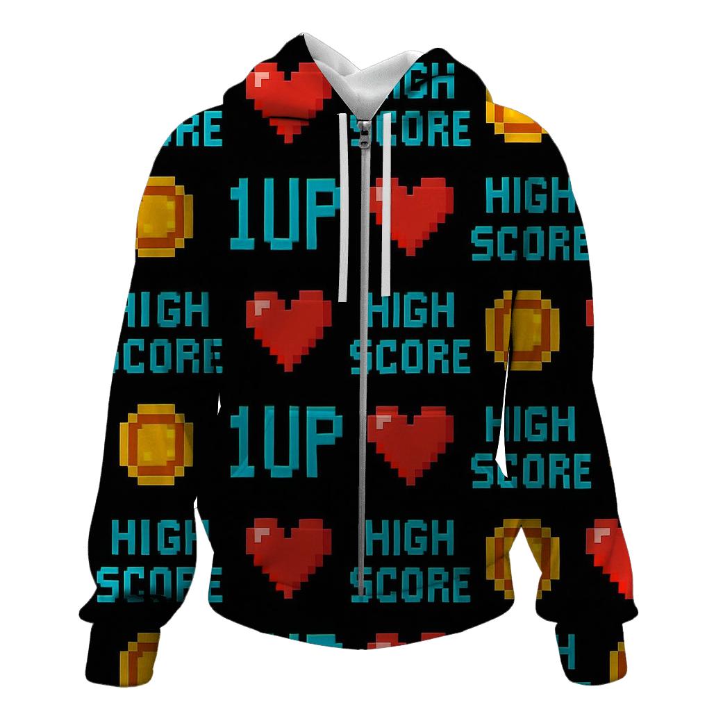 Pixel Heart High Score Pattern hoodie designs