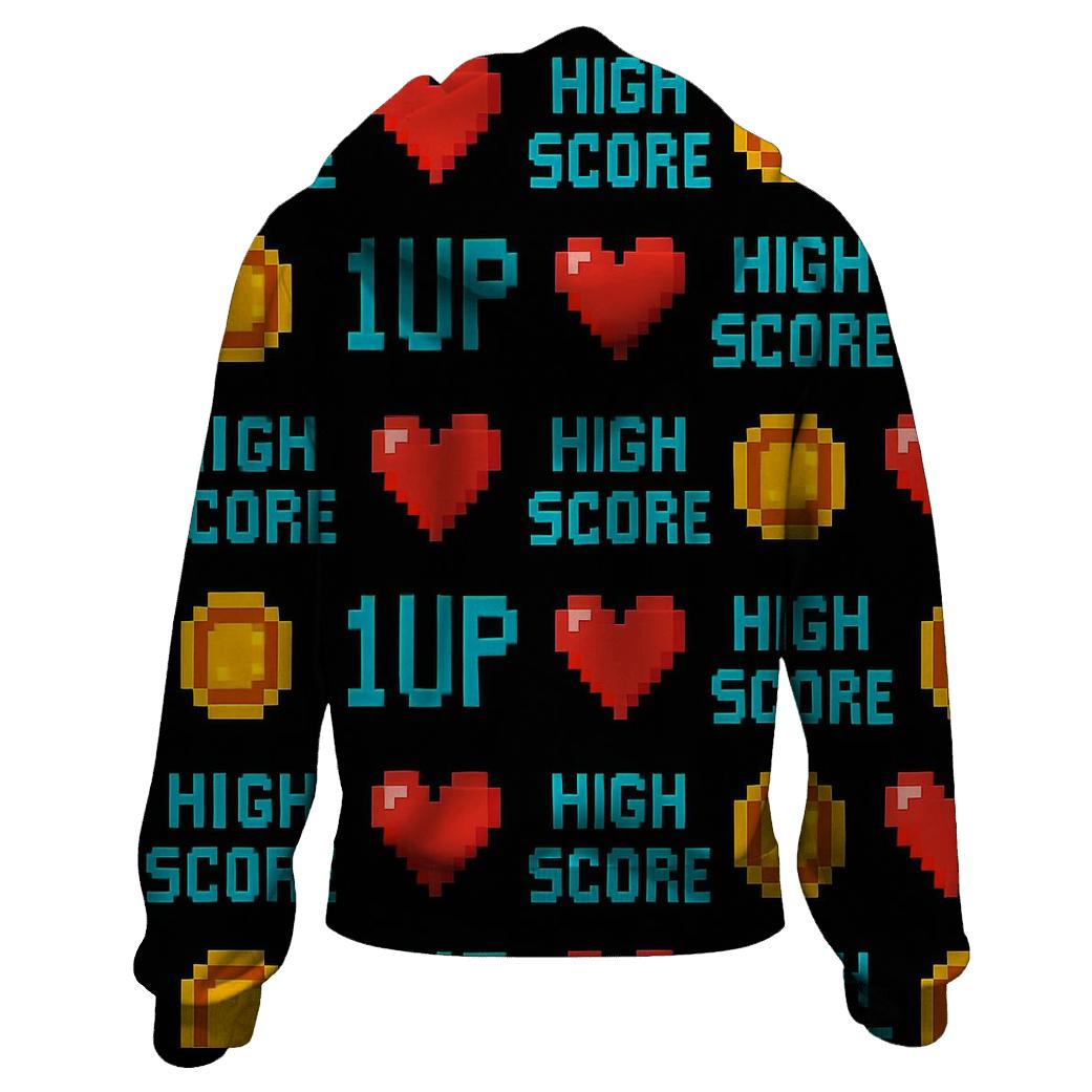 Pixel Heart High Score Pattern hoodie designs
