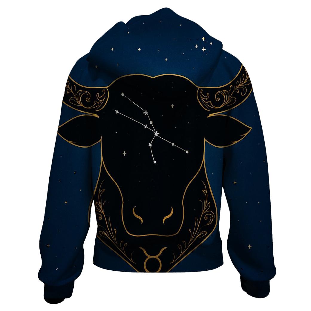 Taurus Bull Head Pleiades Accent Chart heavyweight hoodies