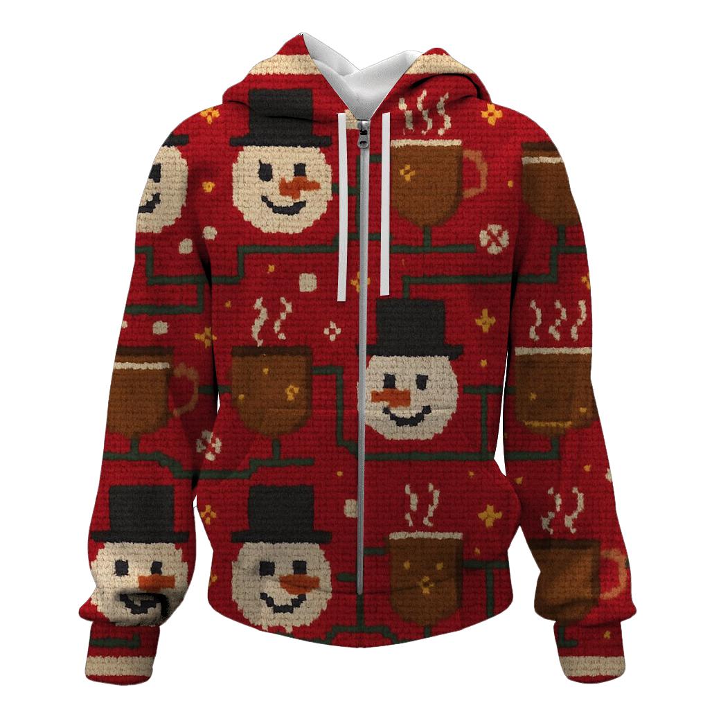 Snowman Hot Cocoa Circuit Design printed hoodies