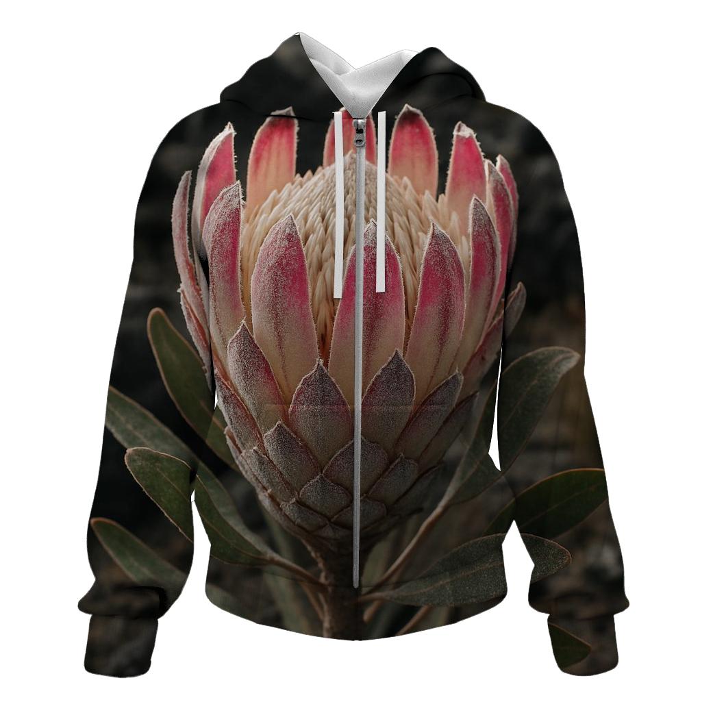 Volcanic Slope Protea Study With Ash Dusting On Bracts lightweight hoodies