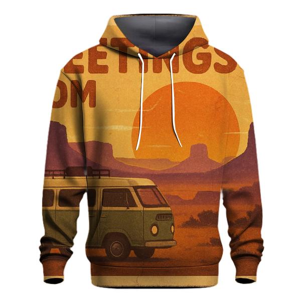 Weathered Seventies Desert Roadtrip Postcard custom hoodies