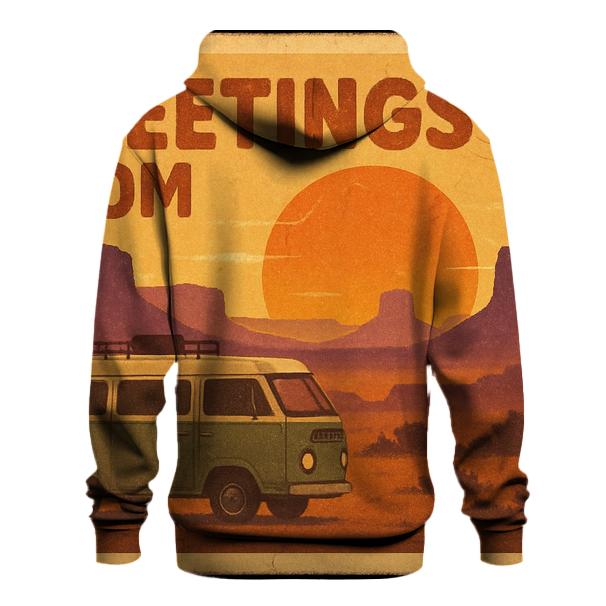 Weathered Seventies Desert Roadtrip Postcard custom hoodies
