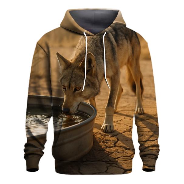 Mexican Gray Wolf At The Desert Stock Tank heavyweight hoodies