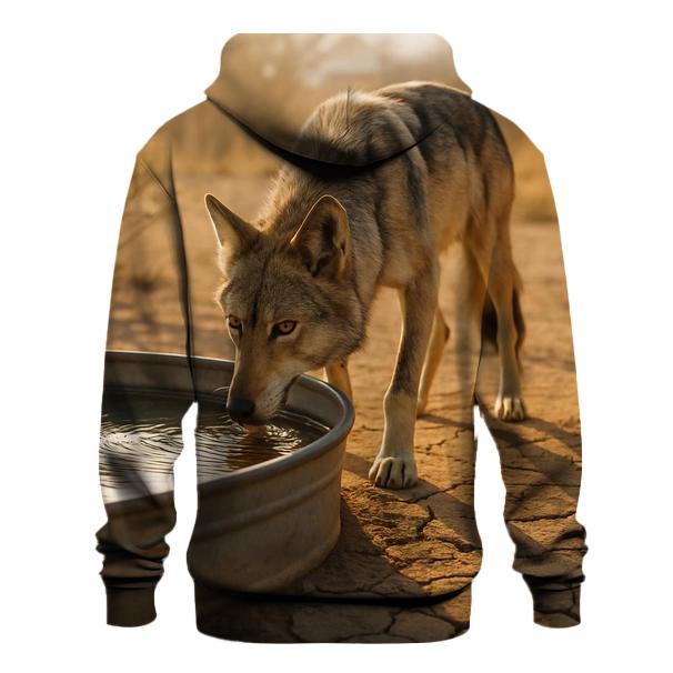 Mexican Gray Wolf At The Desert Stock Tank heavyweight hoodies