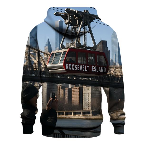 Queensboro Bridge Tram Crossing At Clear Winter Noon pullover hoodies