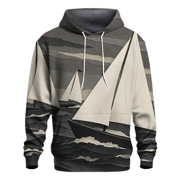 Stormy Sailing Regatta Cutouts embroidered hoodies