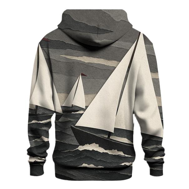 Stormy Sailing Regatta Cutouts embroidered hoodies