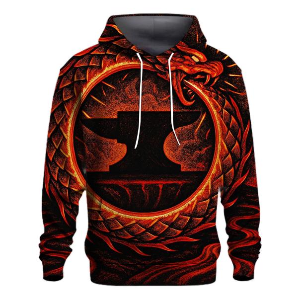 Volcanic Forge Ouroboros graphic hoodies
