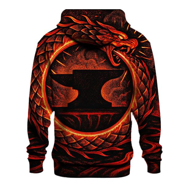 Volcanic Forge Ouroboros graphic hoodies