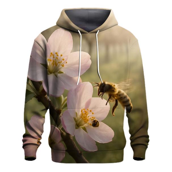 Spring Orchard Apple Blossom With Bee Wing Motion Blur lightweight hoodies